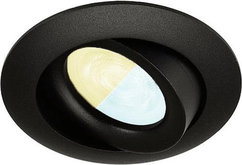 Inbouwspot Mees met Philips HUE White Ambiance - inbouwspot - Zwart - rond - Voor binnen / woonkamer / keuken / slaapkamer - IP20 - GU10 - Buitendiameter: 81MM - boorgat: 70-75MM - min. Inbouwdiepte: 70MM