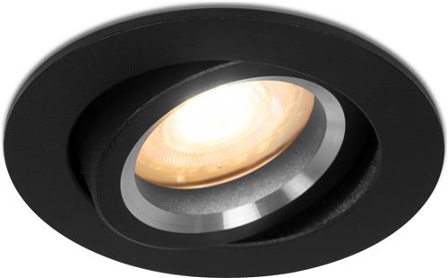 Inbouwspot Luuk met Philips HUE White - inbouwspot - Zwart - rond - Voor binnen / woonkamer / keuken / slaapkamer - IP20 - GU10 - Buitendiameter: 81MM - boorgat: 70-75MM - min. Inbouwdiepte: 70MM