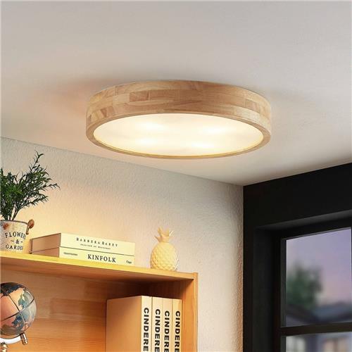 Lindby - plafondlamp hout - 4lichts - eikenhout, kunststof - H: 8 cm - E27 - licht hout, wit