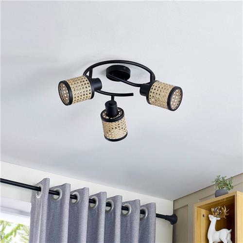 Lindby - buitenspot - 3lichts - Rotan - H: 21.5 cm - E27 - licht hout
