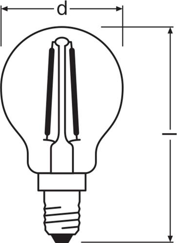 Ledvance Classic LED E14 Peer Filament Helder 2.5W 250lm - 827 Zeer Warm Wit | Vervangt 25W