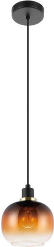 EGLO Oilella Hanglamp - E27 - 19 cm - Amber glas - Zwart/Geelkoper