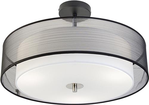QAZQA drum-neutron - Moderne Dimbare LED Smart Plafondlamp incl. wifi met Dimmer - 3 lichts - Ø 50 cm - Zwart - Woonkamer | Slaapkamer | Keuken