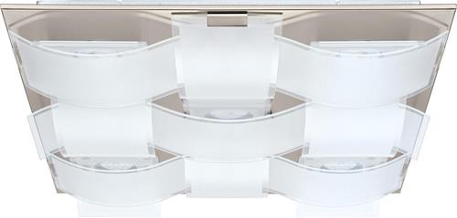 EGLO Guadiano Plafonnière - GX53 - RVS;Glas - Wit:Grijs