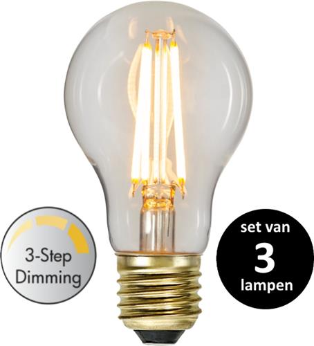 3 standen led lamp  - 6.5W -Super Warm Wit (< 2200K) -Dimbaar met schakelaar -3 step dimming - set van 3