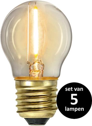 Soft Glow Kogellamp - E27 - 0,8W -Super Warm Wit (< 2200K) -Niet dimbaar  - set van 5