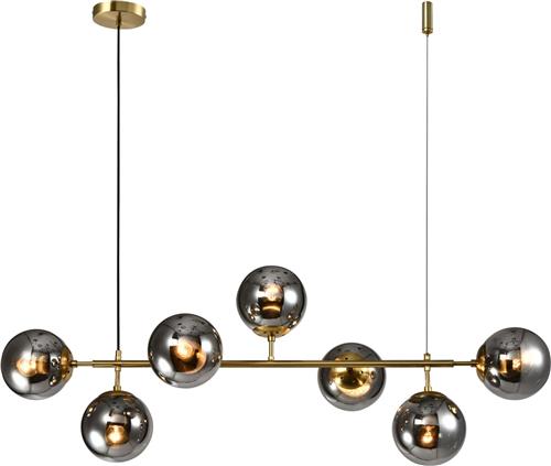 Design hanglamp 7-lichts smoke spiegelend glas