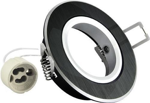 Inbouw spot GU10 - aluminium - rond armatuur - geborsteld - zwart/zilver 85mm
