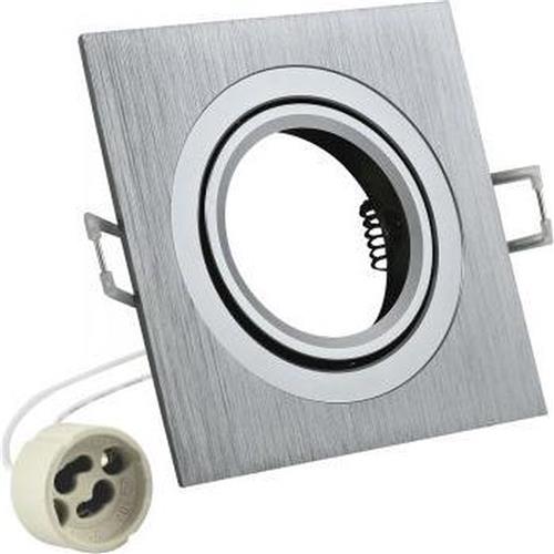 Inbouw spot GU10 - aluminium - vierkant armatuur - geborsteld - zilver/zilver 92mm