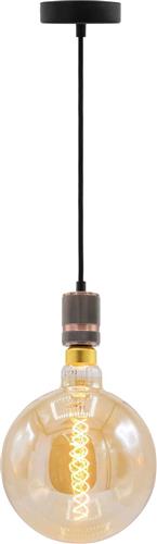 Industriële rosé gouden snoerpendel - inclusief XXXL LED lamp -  complete hanglamp voor eetkamer of woonkamer