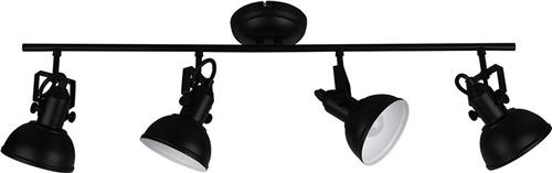 LED Plafondspot - Trion Gini - E14 Fitting - 4-lichts - Rechthoek - Mat Zwart - Aluminium