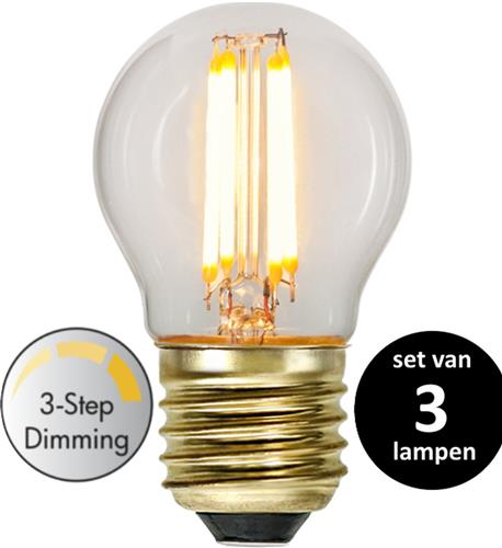 3 standen kogel led lamp  - 4W -Super Warm Wit (< 2200K) -Dimbaar met schakelaar -3 step dimming - set van 3