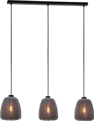 EGLO Barlaston Hanglamp - E27 - 88 cm - Zwart/Grijs - uitwasbaar Textiel