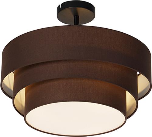 QAZQA drum-neutron - Moderne Plafondlamp - 3 lichts - Ø 450 mm - Bruin - Woonkamer | Slaapkamer | Keuken