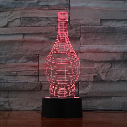 3D Led Lamp Met Gravering - RGB 7 Kleuren - Fles