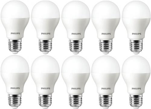 10 stuks Philips LED lamp E27 10W 1055lm 6500K Mat Niet dimbaar A60