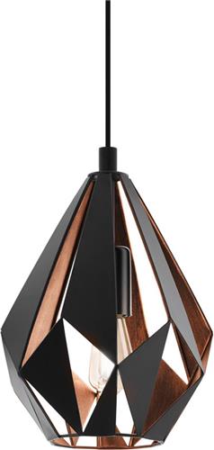 EGLO Carlton 1 Hanglamp - E27 - Ø 20,5 cm - Zwart/Koper