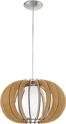 EGLO Stellato 1 - Hanglamp - 1 Lichts - Ø400mm. - Nikkel-Mat - Ahorn, Wit