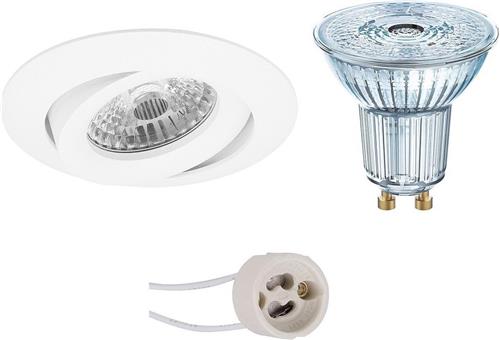 LED Spot Set - OSRAM Parathom PAR16 940 36D - Pragmi Uranio Pro - GU10 Fitting - Dimbaar - Inbouw Rond - Mat Wit - 5.5W - Natuurlijk Wit 4000K - Kantelbaar - Ø82mm