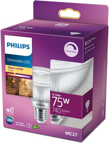 Philips Lighting 76866900 LED-lamp Energielabel F (A - G) E27 9.5 W = 75 W Warmwit (Ø x l) 96 mm x 96 mm 1 stuk(s)