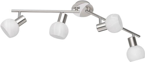 LED Plafondspot - Torna Besina - E14 Fitting - 4-lichts - Rond - Mat Nikkel - Aluminium