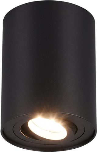 LED Plafondlamp - Plafondverlichting - Trion Cosmin - GU10 Fitting - 1-lichts - Rond - Mat Zwart - Aluminium