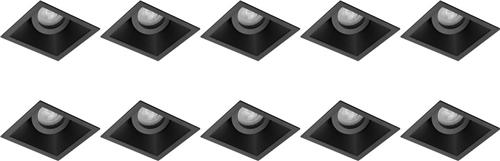 Spot Armatuur 10 Pack - Proma Zano Pro - GU10 Inbouwspot - Vierkant - Zwart - Aluminium - Kantelbaar - 93mm