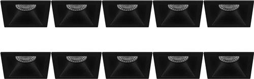 Spot Armatuur 10 Pack - Proma Pollon Pro - GU10 Inbouwspot - Vierkant - Zwart - Aluminium - Verdiept - 82mm