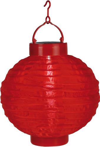 Star Trading LED solar lantaarn 'Festival', schemersensor, voor buiten, 22cm, rood