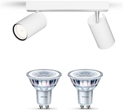 Philips Idris Opbouwspot voor Badkamer (Zwart/Goud) - Badkamerlamp - Warmwit Licht - Plafondspot met 2 Lichtpunten - GU10 - SceneSwitch - Eenvoudig Dimbaar met Je Klassieke Schakelaar
