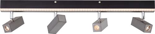 Brilliant lamp Howle LED-spot bar 4-lamps aluminium/zwart metaal/glas zwart 27 W LED geïntegreerd
