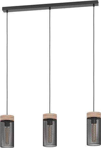 EGLO Kilnsdale Hanglamp - E27 - 81 cm - Hout/Staal - Zwart/Bruin