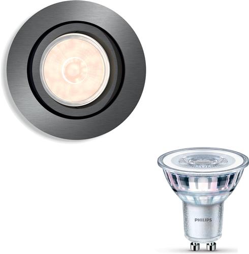Philips Donegal Inbouwspot (Antraciet) - Rond - GU10 - Warmwit Licht - Niet Dimbaar