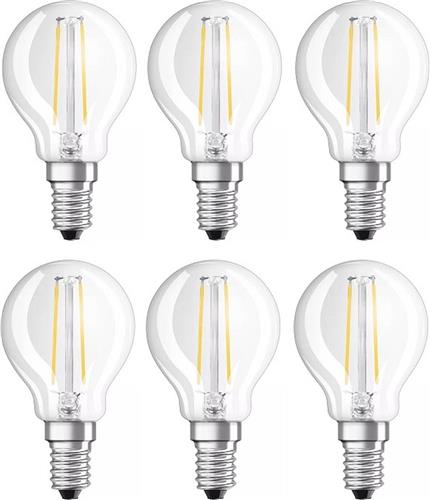 6 stuks Osram led kogellamp E14 1.5W 136lm 2700K Helder niet dimbaar P45