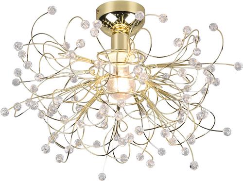 LED Plafondlamp - Plafondverlichting - Torna Guston - E27 Fitting - 1-lichts - Rond - Mat Goud - Aluminium