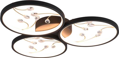 LED Plafondlamp - Plafondverlichting - Torna Moovy - 30W - Warm Wit 3000K - Dimbaar - Rond - Mat Zwart - Aluminium