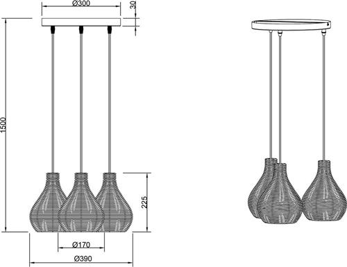 LED Hanglamp - Hangverlichting - Trion Sparko - E14 Fitting - 3-lichts - Rond - Bruin - Hout