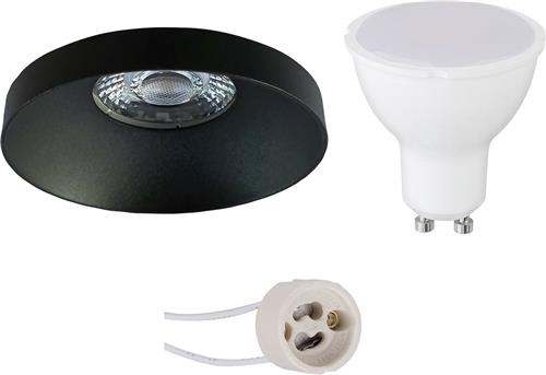 LED Spot Set - Proma Vrito Pro - GU10 Fitting - Dimbaar - Inbouw Rond - Mat Zwart - 6W - Warm Wit 3000K - Ø82mm