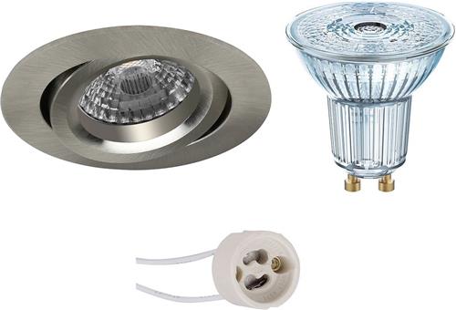 LED Spot Set - OSRAM Parathom PAR16 940 36D - Proma Aerony Pro - GU10 Fitting - Dimbaar - Inbouw Rond - Mat Nikkel - 3.7W - Natuurlijk Wit 4000K - Kantelbaar - Ø82mm
