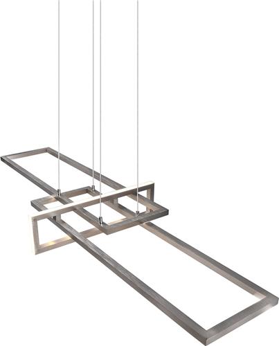 LED Hanglamp - Torna Salana - 34W - Warm Wit 3000K - Dimbaar - Rechthoek - Mat Nikkel - Aluminium