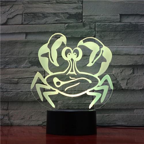 3D Led Lamp Met Gravering - RGB 7 Kleuren - Krab