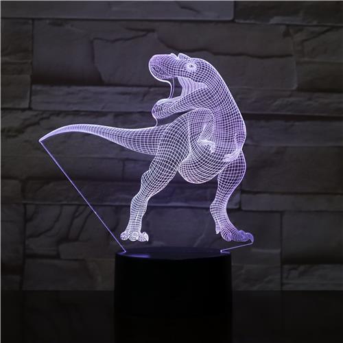 3D Led Lamp Met Gravering - RGB 7 Kleuren - Dinosaurus