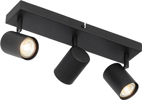 QAZQA jeana - Moderne Plafondspot | Spotje | Opbouwspot - 3 lichts - L 350 mm - Zwart - Woonkamer | Slaapkamer | Keuken