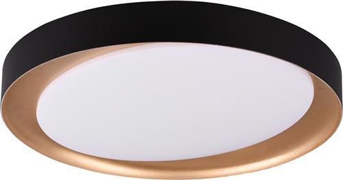 LED Plafondlamp - Plafondverlichting - Trion Zati - 24W - Aanpasbare Kleur - Afstandsbediening - Dimbaar - Rond - Mat Zwart - Kunststof