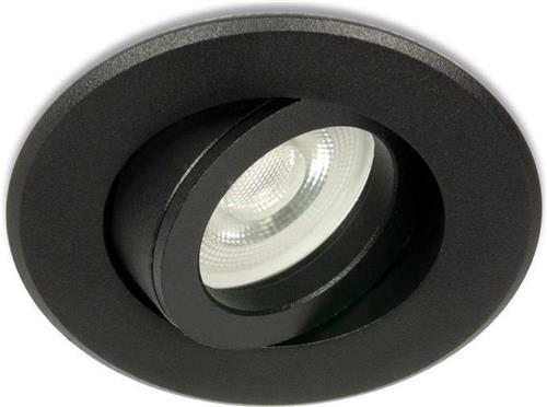 LED Midi inbouwspot Bilal -Rond Zwart -Extra Warm Wit -Niet Dimbaar -3.4W -Integral LED