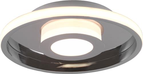 LED Plafondlamp - Badkamerlamp - Trion Asmaya - Opbouw Rond 28W - Spatwaterdicht IP44 - Dimbaar - Warm Wit 3000K - Mat Chroom - Aluminium