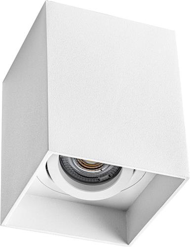 Opbouwspot GU10 - Pragmi Luxina Pro - Opbouw Vierkant - Mat Wit - Aluminium - Verdiept - Kantelbaar - 90mm