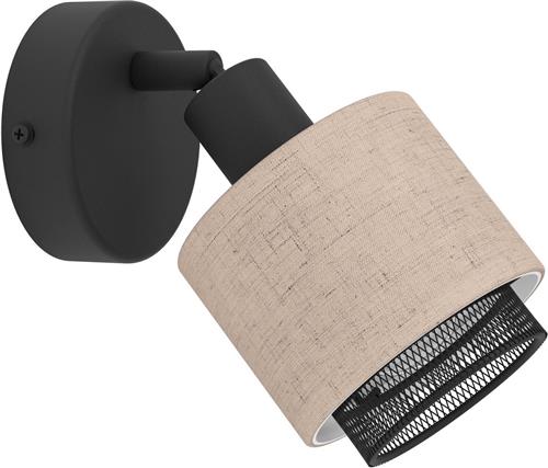 EGLO Rosley Spot - E14 - Ø 9 cm - Zwart/Beige - Textiel