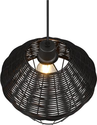 LED Hanglamp - Hangverlichting - Trion Bera XL - E27 Fitting - 1-lichts - Rond - Zwart - Aluminium