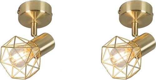 QAZQA mosh - Moderne Plafondspot | Spotje | Opbouwspot - 2 lichts - H 160 mm - Goud/messing - Woonkamer | Slaapkamer | Keuken